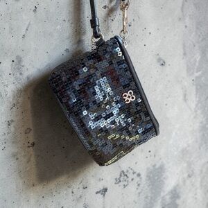 Coach Black Sequin Wristlet Clutch